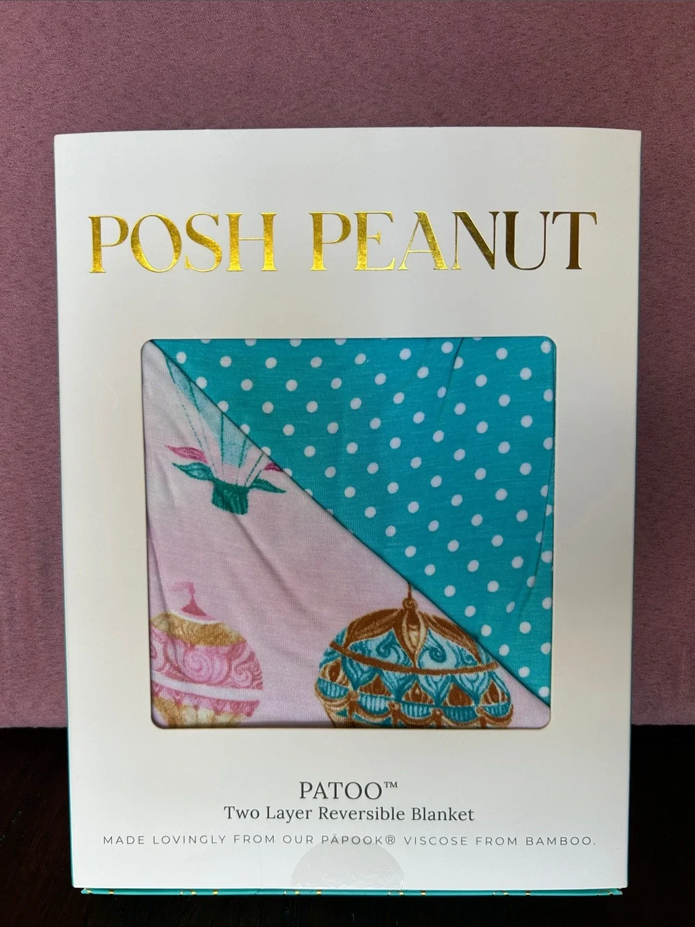 NWT Gemma - Posh Peanut Teal Polka Dot & Pink Decorative Reversible Baby Blanket